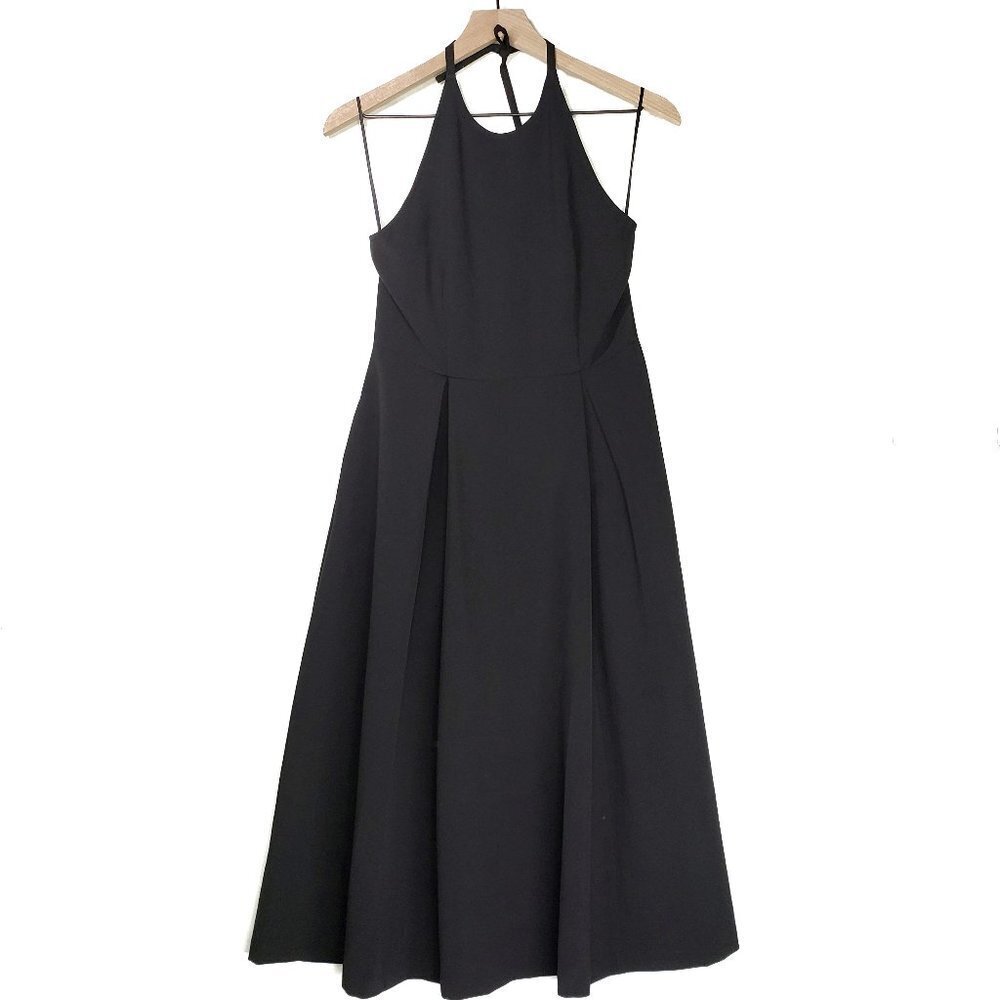 NEW Ann Taylor Midi Halter Dress Pleated Sleeveless 4 Black LBD NWT